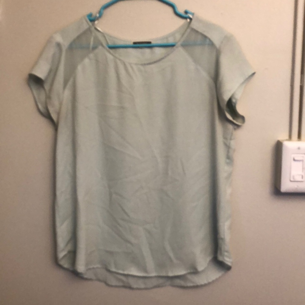 Blue blouse with mesh paneling